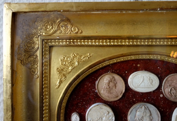 Souvenir of the Grand Tour, antique etch casts set into an Empire frame, 19th century