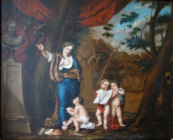 Early 18th century French school, allergory of painting, oil on panel