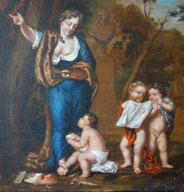 Early 18th century French school, allergory of painting, oil on panel