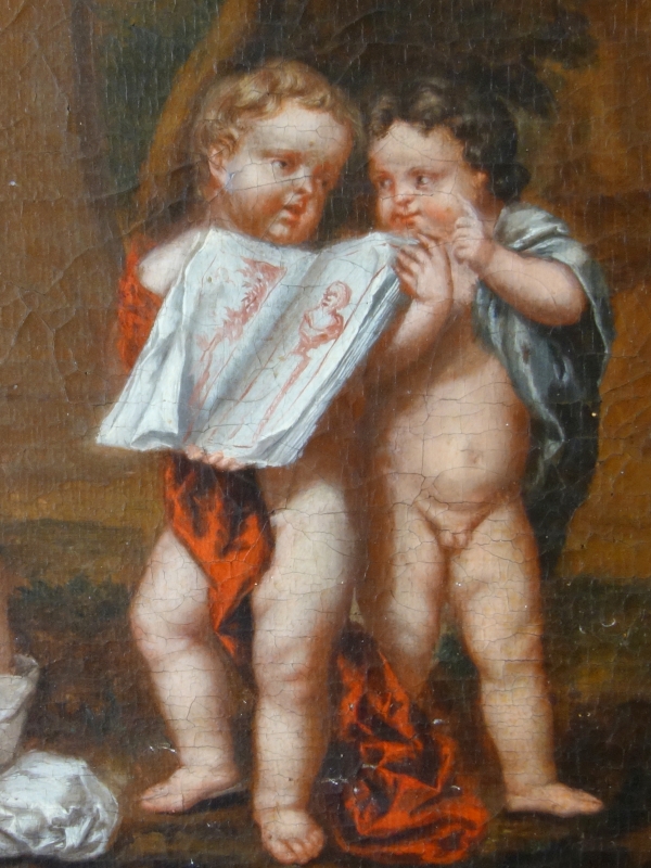 Early 18th century French school, allergory of painting, oil on panel