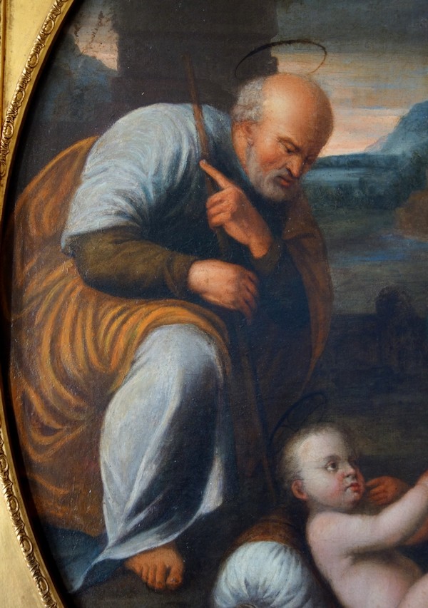 17th century Italian school, Holy Family after Raphael - Oil on canvas 78cm x 98cm into an Empire frame