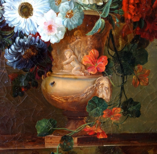 Nature morte début XIXe siècle, suiveur de van Spaendonck : bouquet de fleurs - 71cm x 85cm