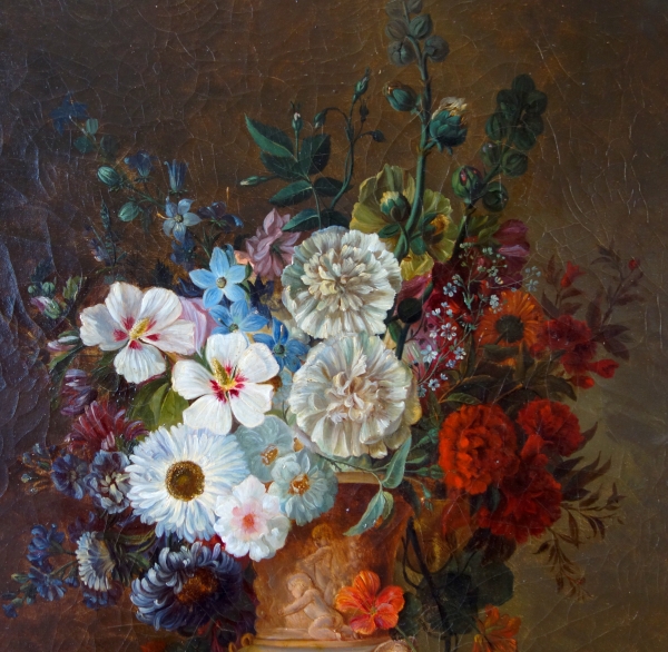 Nature morte début XIXe siècle, suiveur de van Spaendonck : bouquet de fleurs - 71cm x 85cm