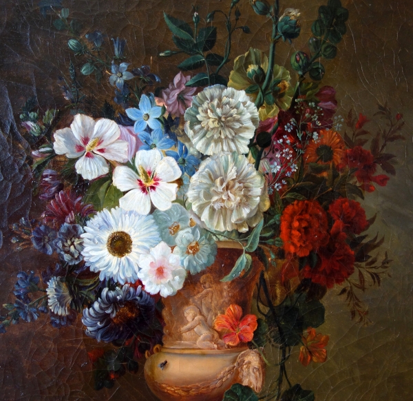 Nature morte début XIXe siècle, suiveur de van Spaendonck : bouquet de fleurs - 71cm x 85cm