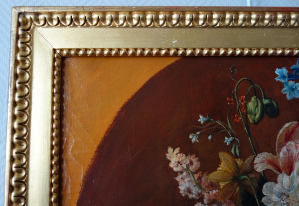 19th century French school, still life painting : flowers in a basket circa 1800 - 69cm x 63cm