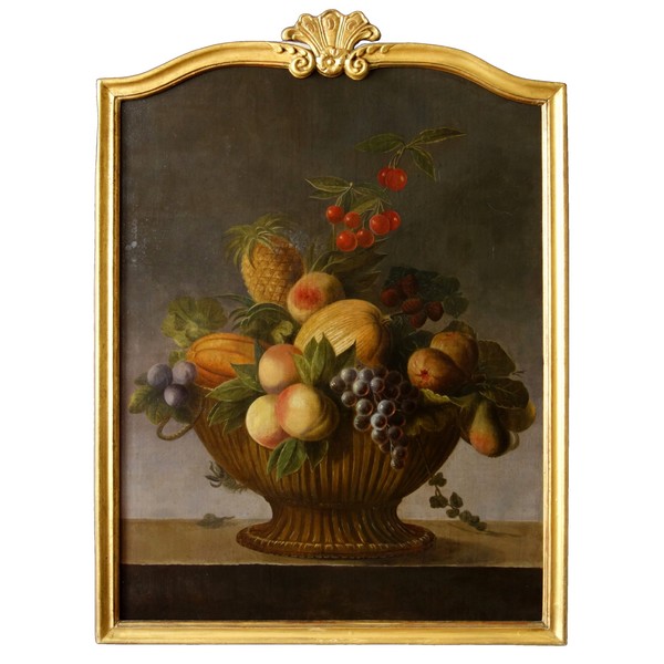 18th century French school, still life oil on canvas : basket of fruits - 66cm x 88cm