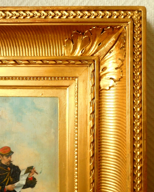 French 19th century school, oil on panel : officer smoking a cigar, circa 1870