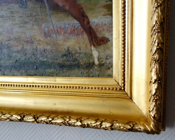 Portrait of a French Cavalry General riding a horse - oil on canvas circa 1911