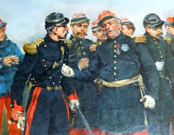 Officiers d'Etat-Major Français par Henri-Louis Dupray, huile sur toile, cadre en bois doré