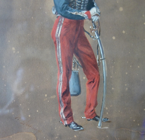 Paire of gouaches : French officers under Second Empire signed Henri Dupray