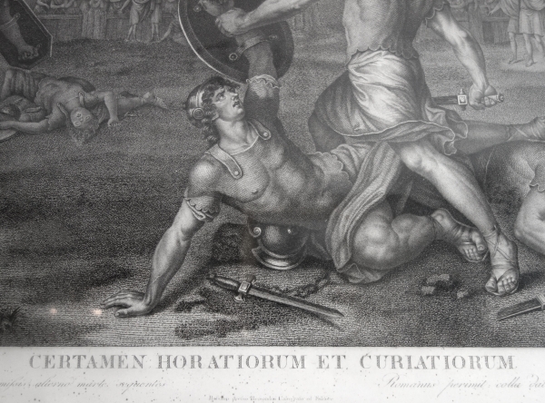 Pair of Empire engravings, gold leaf gilt wood frame, early 19th century circa 1820