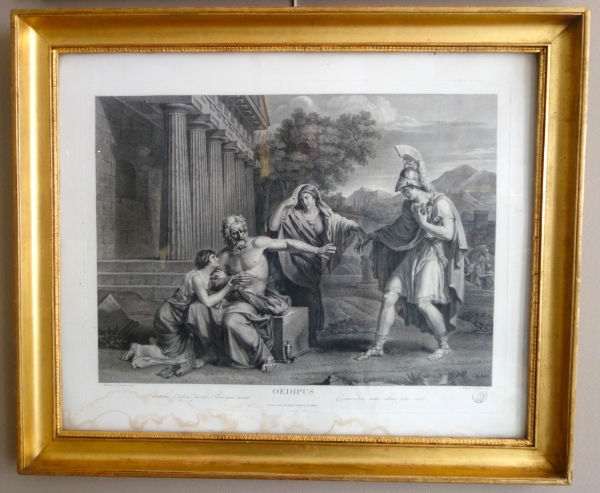 Pair of Empire engravings, gold leaf gilt wood frame, early 19th century circa 1820