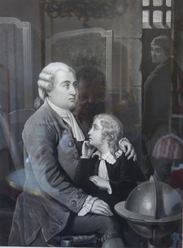 Paire de gravures royalistes, la famille royale au Temple faisant ses adieux - 73,5cm x 56cm