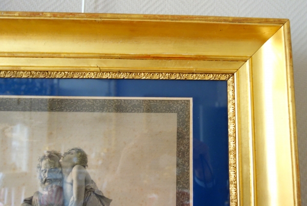 Pair of Empire engravings : Belisaire & Homer after Gerard - gilt wood frames