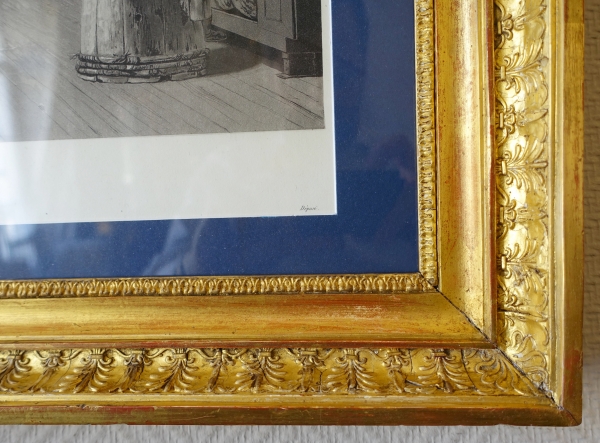 Pair of Empire engravings : la Main Chaude and Colin Maillard - gilt wood frames - 72.5cm x 62.5cm