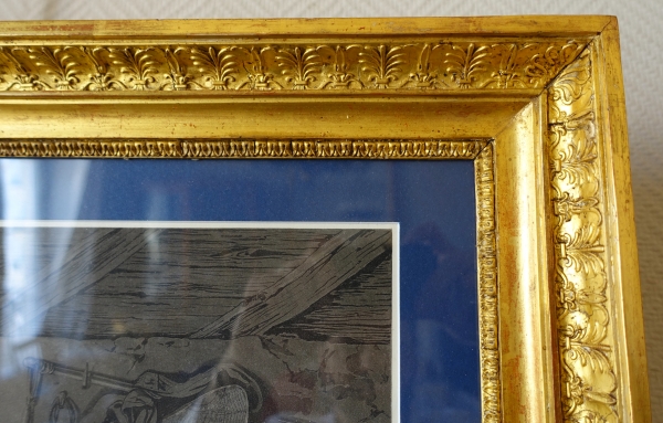 Pair of Empire engravings : la Main Chaude and Colin Maillard - gilt wood frames - 72.5cm x 62.5cm