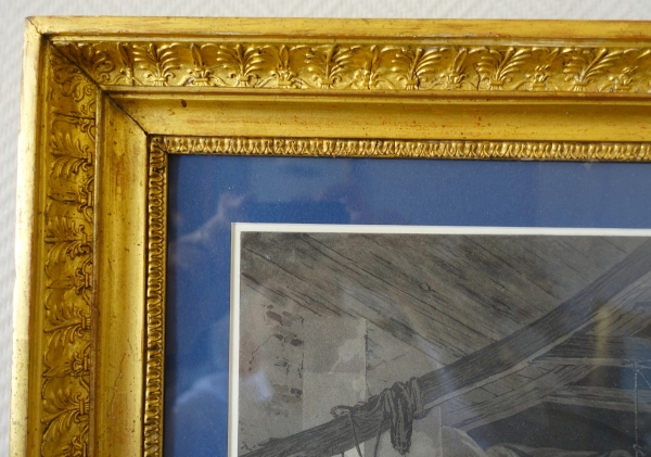 Pair of Empire engravings : la Main Chaude and Colin Maillard - gilt wood frames - 72.5cm x 62.5cm