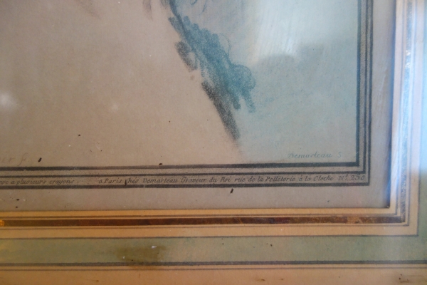 Demarteau d'après Boucher : paire de gravures à la manière du crayon - portraits de femmes XVIIIe