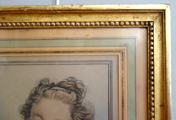 Demarteau d'après Boucher : paire de gravures à la manière du crayon - portraits de femmes XVIIIe