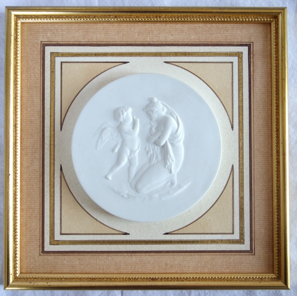 Manufacture de Sèvres : paire de miniatures en biscuit - La leçon à l'amour et la leçon de l'amour d'après Boizot