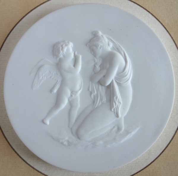 Manufacture de Sèvres : paire de miniatures en biscuit - La leçon à l'amour et la leçon de l'amour d'après Boizot