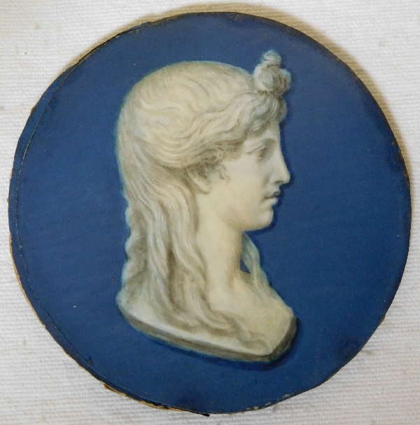 Pair of miniature paintings on ivory : Venus and Psyche, Empire period