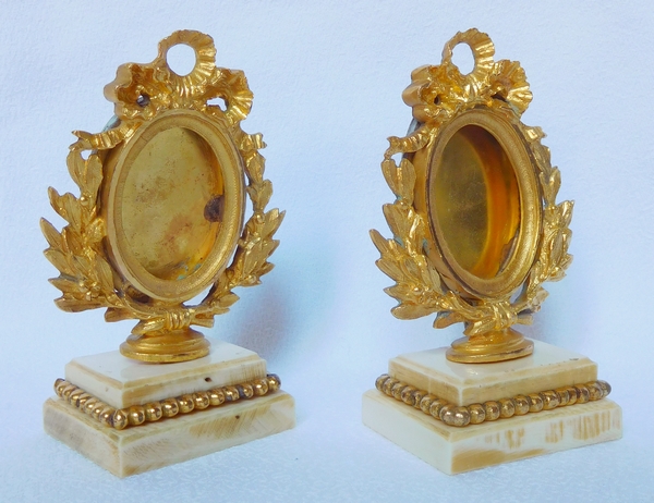 Pair of ormolu and ivory miniature frames - Louis XVI style, mid 19th century