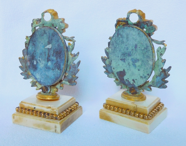 Pair of ormolu and ivory miniature frames - Louis XVI style, mid 19th century