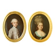 Pair of portraits, brother and sister, 18th century, oil on canvas