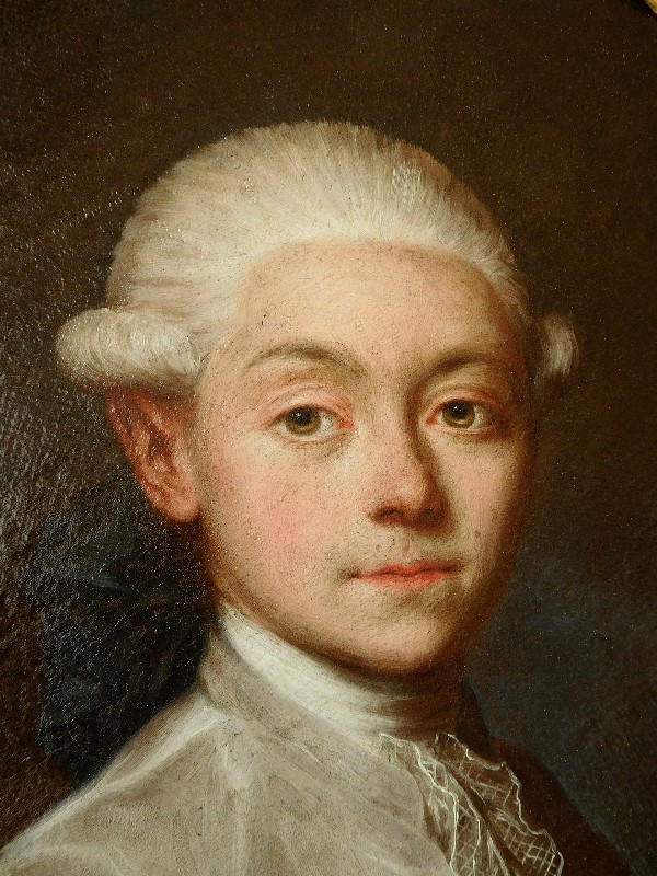 Portraits d'adolescents frère et soeur, huiles sur toile d'époque Louis XVI