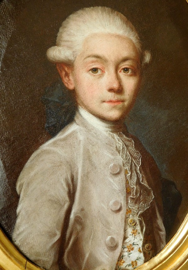 Portraits d'adolescents frère et soeur, huiles sur toile d'époque Louis XVI