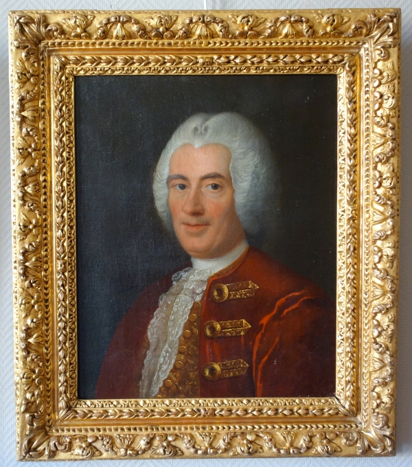 Paire de portraits d'aristocrates d'époque Louis XV - huiles sur toile XVIIIe siècle