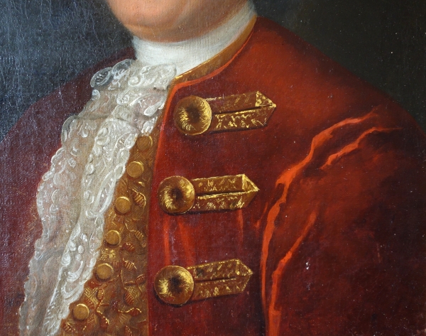 Paire de portraits d'aristocrates d'époque Louis XV - huiles sur toile XVIIIe siècle