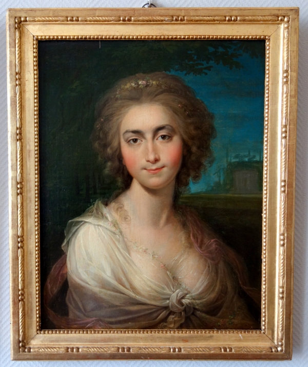 Ecole Française du XVIIIe siècle, paire de portraits de Mr et Mme de Bressac, époque Louis XVI