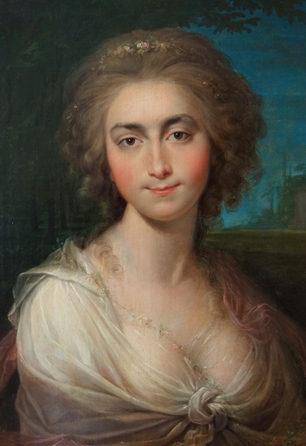 Ecole Française du XVIIIe siècle, paire de portraits de Mr et Mme de Bressac, époque Louis XVI