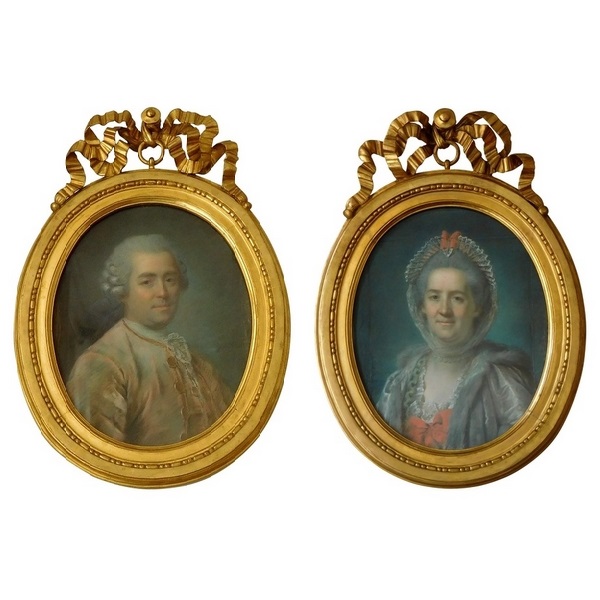 Paire de portraits, pastels d'époque XVIIIe par P. Lion de Dinant