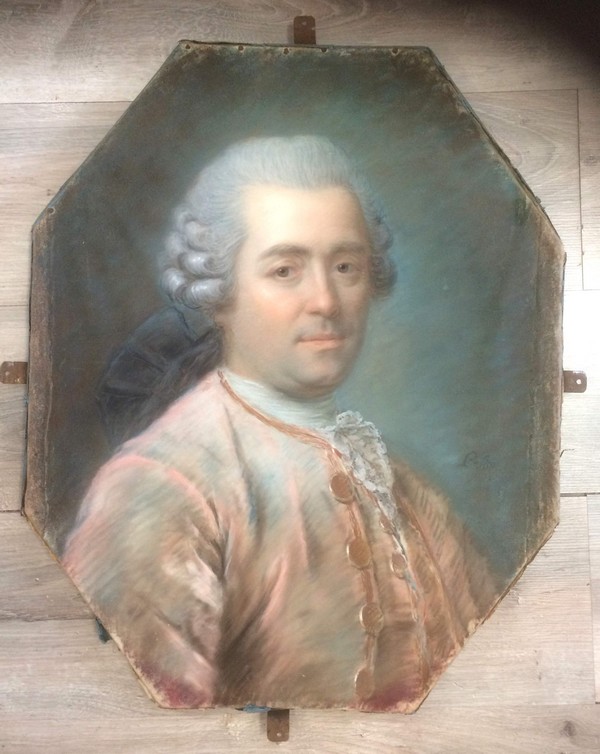 Paire de portraits, pastels d'époque XVIIIe par P. Lion de Dinant