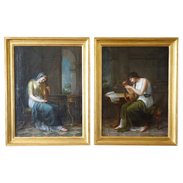 Early 19th century pair of antique-style scenes circa 1800