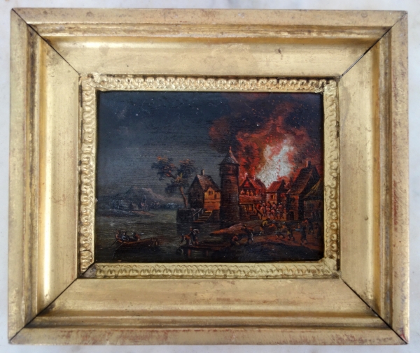 Pair of Empire miniature oils on copper - early 19th century