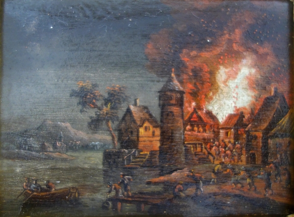 Pair of Empire miniature oils on copper - early 19th century