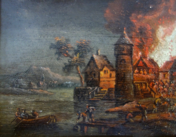Pair of Empire miniature oils on copper - early 19th century