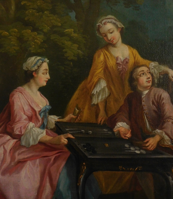 18th century French school, tric-trac game after Lancret - oil on canvas