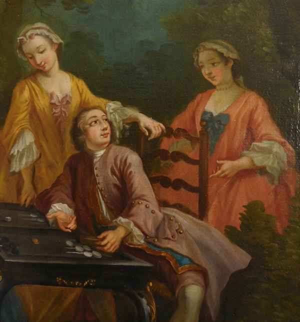 18th century French school, tric-trac game after Lancret - oil on canvas