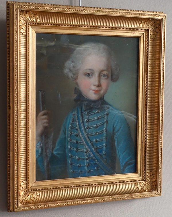 18th century French school, pastel : a child wearing Hussar clothes, Louis XVI period