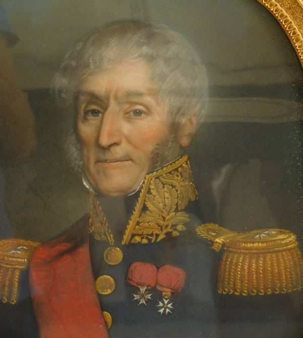 Portrait pastel du Marquis de Vidal en uniforme de Général - époque Restauration circa 1830