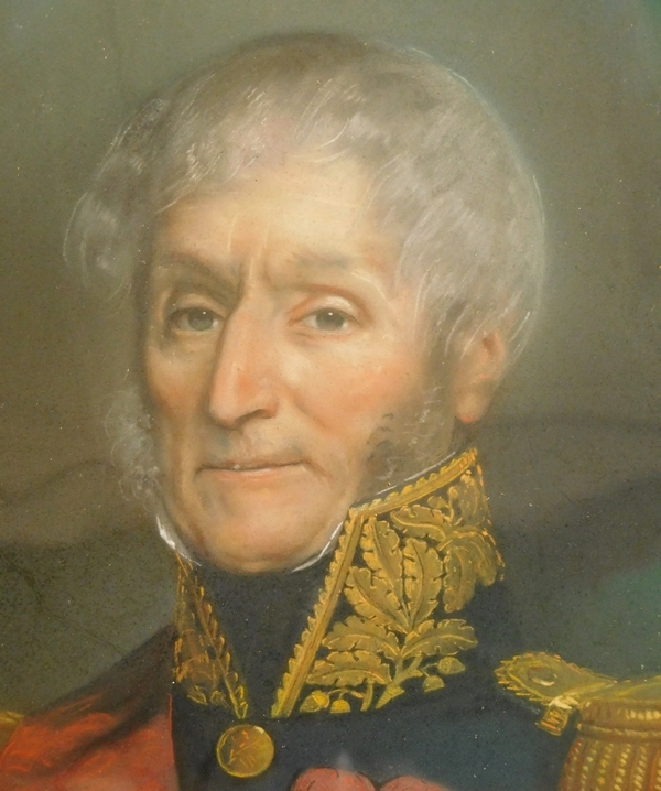 Portrait pastel du Marquis de Vidal en uniforme de Général - époque Restauration circa 1830