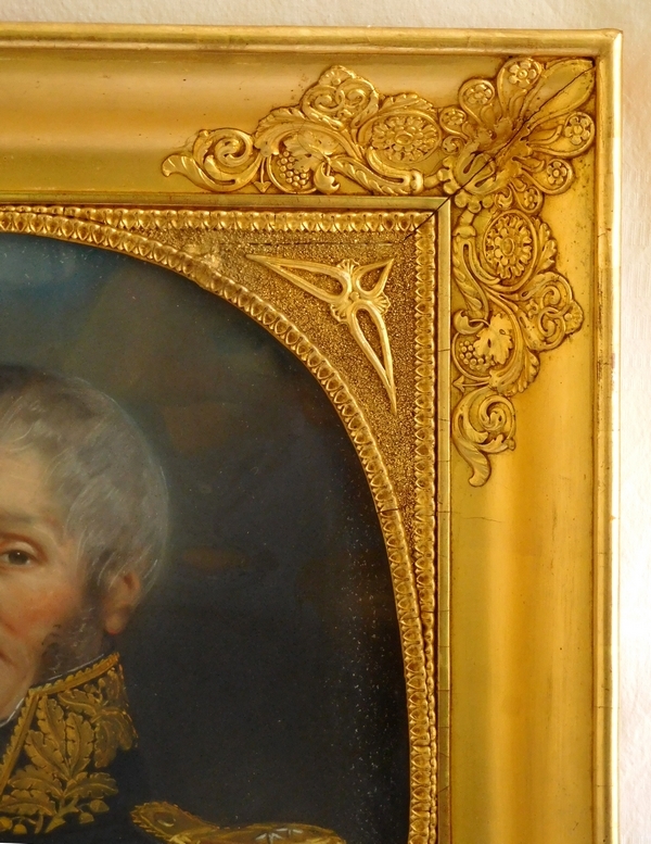 Pastel portrait of Marquis de Vidal wearing his uniform of General - early 19th century