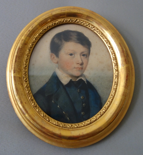 Portrait pastel d'un jeune garçon, époque XIXe siècle - Napoléon III