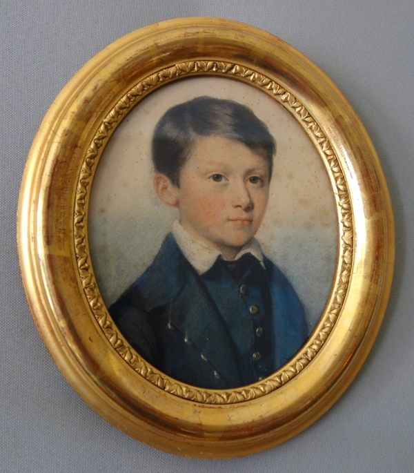 Portrait pastel d'un jeune garçon, époque XIXe siècle - Napoléon III