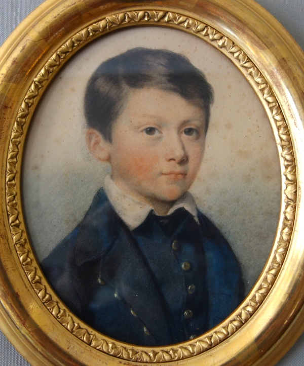 Portrait pastel d'un jeune garçon, époque XIXe siècle - Napoléon III